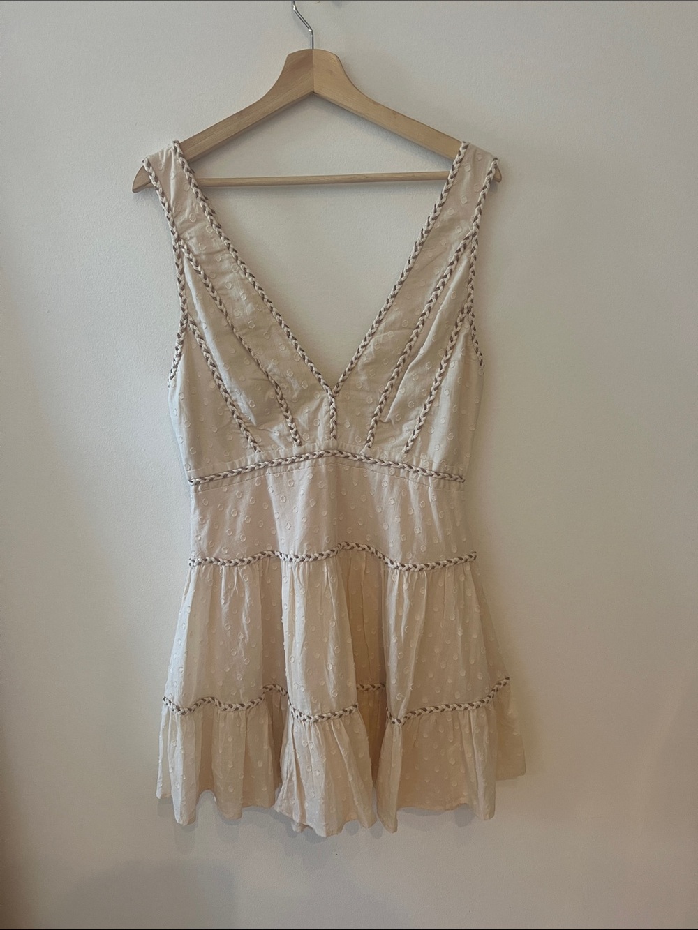 Petal & Pup Cream Tiered V-Neck Mini Dress
